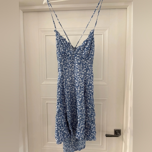 Floral Blue Spaghetti Strap Dress - Picture 1 of 4
